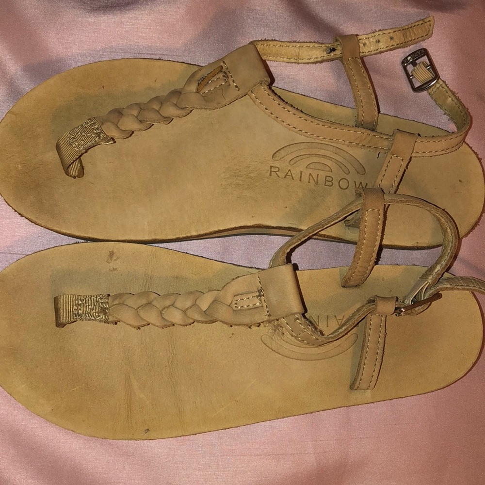 Thong braided strap rainbow sandals